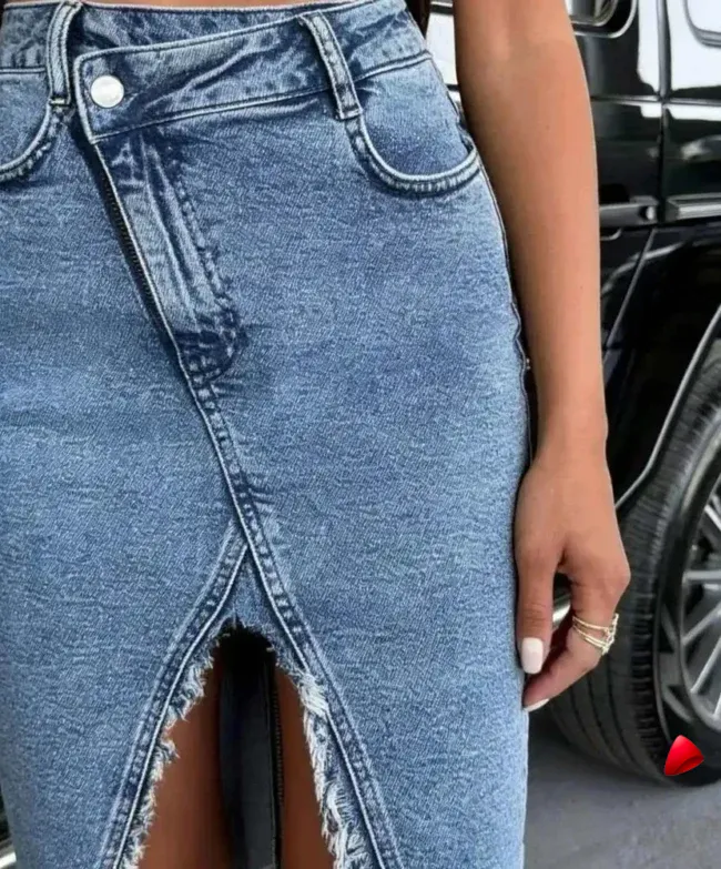 Jupe Jean Travesti jupe jean fente, vue 6