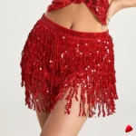 Jupe Sequins Travesti jupe sequins franges, image principale, conçue pour morphologie homme féminisé