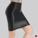 Mini Jupe Crayon Wetlook Travesti mini-jupe crayon wetlook, image principale, conçue pour morphologie homme féminisé
