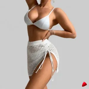 Mini Jupe Crochet Travesti mini-jupe crochet lacée, image principale, conçue pour morphologie homme féminisé