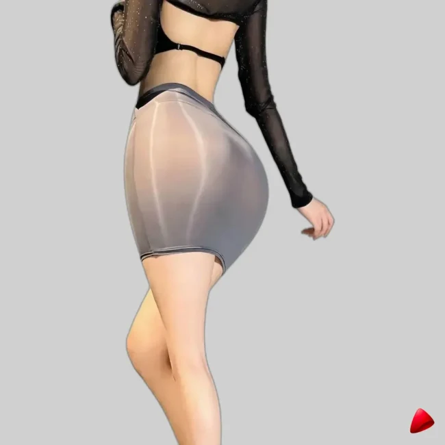 Mini Jupe Ice Silk Travesti mini-jupe ice silk sheer, vue 3