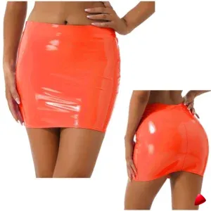 Mini Jupe Latex Travesti mini-jupe latex crayon, vue 2