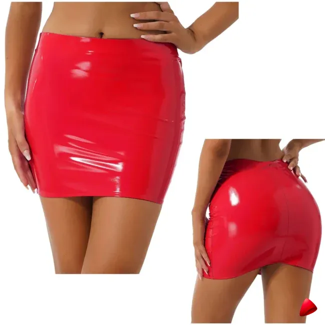 Mini Jupe Latex Travesti mini-jupe latex crayon, vue 8