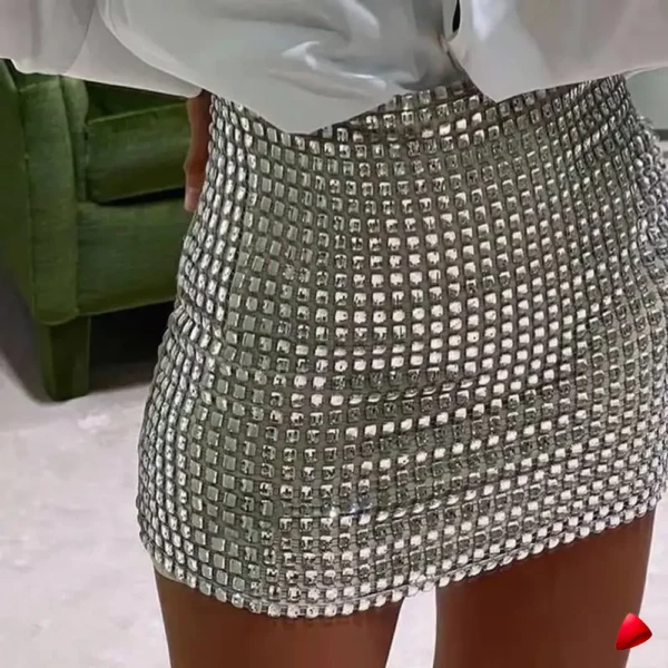 Mini Jupe Paillettes Travesti mini-jupe paillettes argent, vue 2