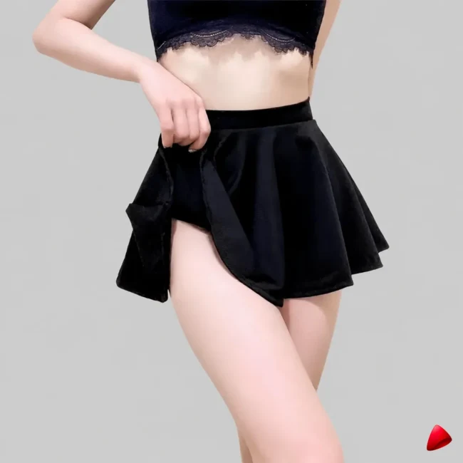 Mini Jupe Plissée Coréenne Travesti mini-jupe plissée coréenne, image principale, conçue pour morphologie homme féminisé