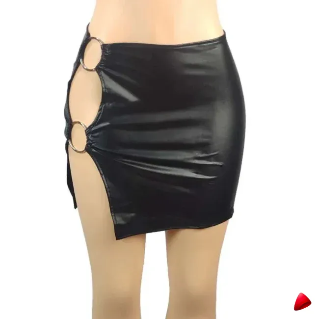 Mini Jupe Pu Anneau Travesti mini-jupe PU anneau, vue 2