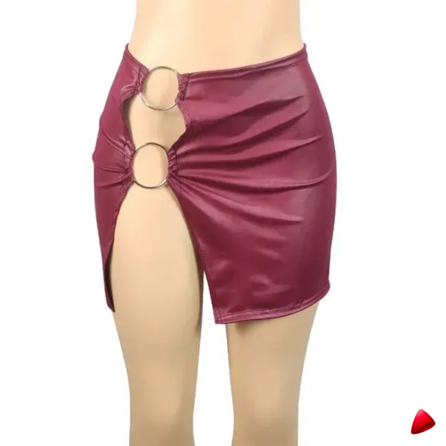 Mini Jupe Pu Anneau Travesti mini-jupe PU anneau, vue 3