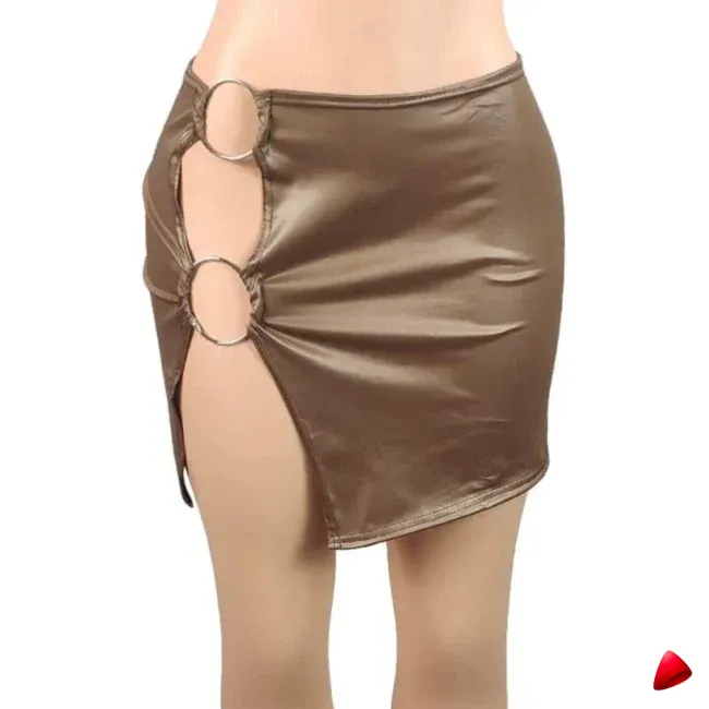 Mini Jupe Pu Anneau Travesti mini-jupe PU anneau, vue 4