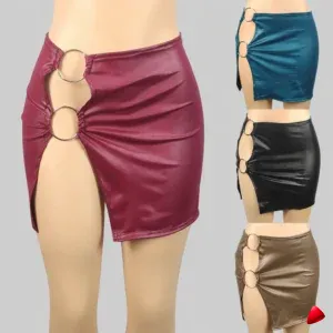 Mini Jupe Pu Anneau Travesti mini-jupe PU anneau, image principale, conçue pour morphologie homme féminisé