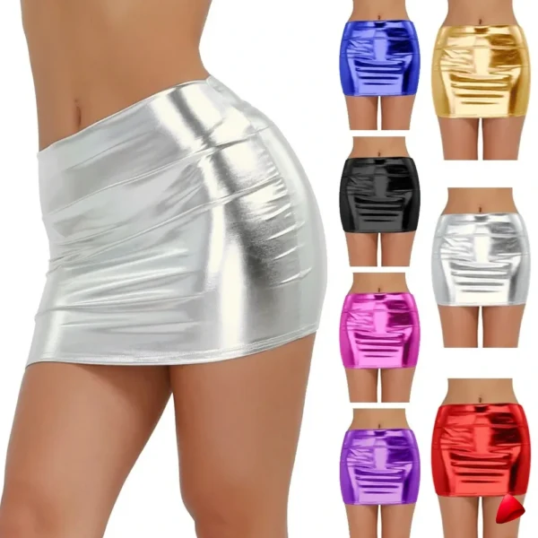 Mini Jupe Wetlook Travesti mini-jupe wetlook PU, vue 2