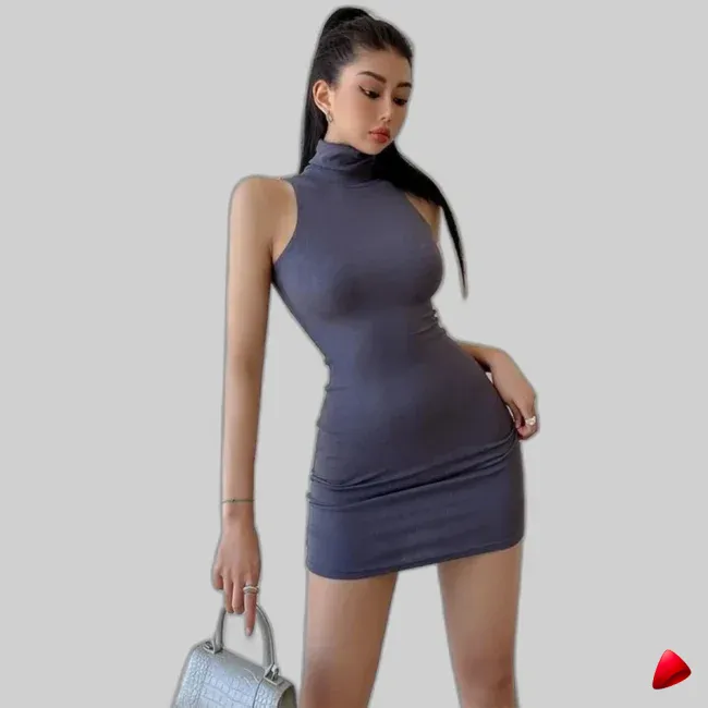 Robe Col Haut Travesti robe col haut bodycon, image principale, conçue pour morphologie homme féminisé