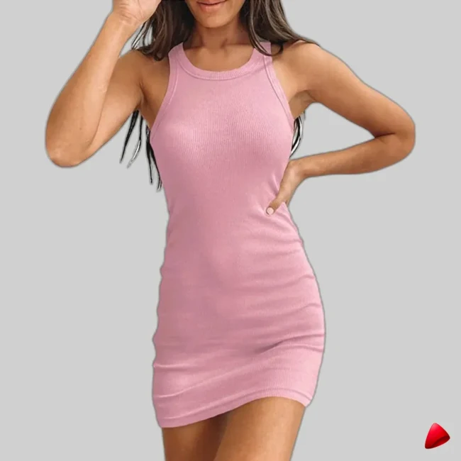 Robe Halter Côtelée Travesti robe halter côtelée, vue 5