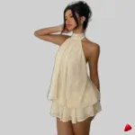 Robe Mousseline Travesti robe mousseline halter, image principale, conçue pour morphologie homme féminisé