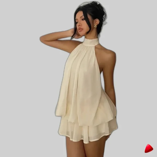 Robe Mousseline Travesti robe mousseline halter, image principale, conçue pour morphologie homme féminisé