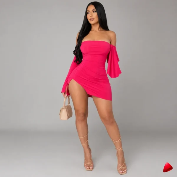 Robe Off-shoulder Travesti mini robe off-shoulder, image principale, conçue pour morphologie homme féminisé