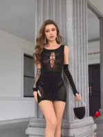 Robe Strass Travesti robe strass ajourée, vue 2