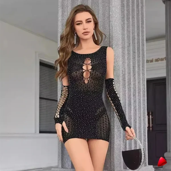Robe Strass Travesti robe strass ajourée, vue 2