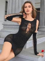 Robe Strass Travesti robe strass ajourée, vue 7
