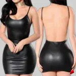 Robe Wet Look Travesti robe wet look bodycon, image principale, conçue pour morphologie homme féminisé