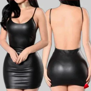 Robe Wet Look Travesti robe wet look bodycon, image principale, conçue pour morphologie homme féminisé