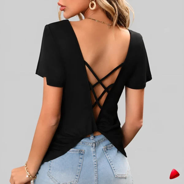 Tee Dos Crisscross Travesti tee dos crisscross, image principale, conçue pour morphologie homme féminisé