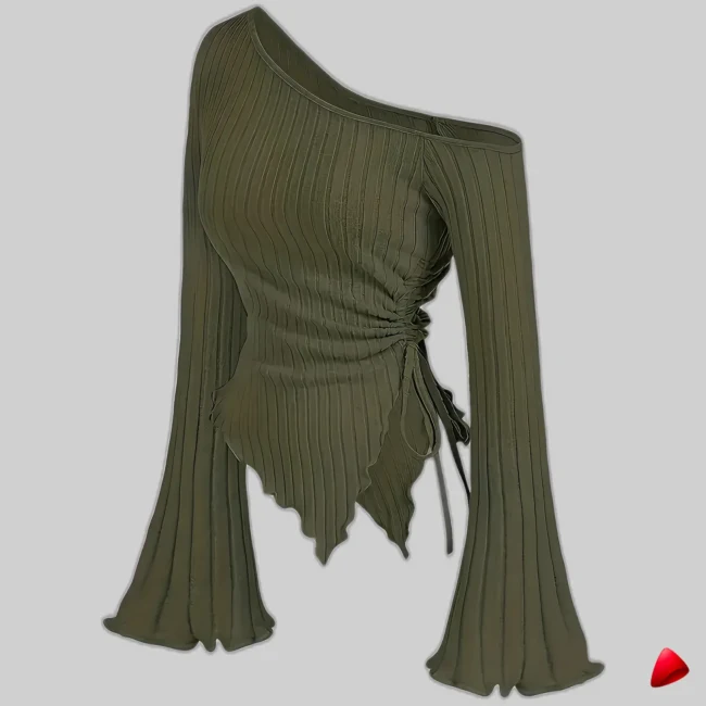 Top Asymétrique Travesti top asymétrique trompette, vue 3