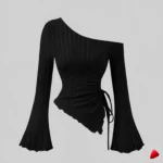 Top Asymétrique Travesti top asymétrique trompette, image principale, conçue pour morphologie homme féminisé