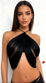 Top Halter Franges Travesti top halter franges, vue 4