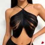Top Halter Franges Travesti top halter franges, image principale, conçue pour morphologie homme féminisé