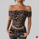 Top Léopard Travesti top léopard, image principale, conçue pour morphologie homme féminisé