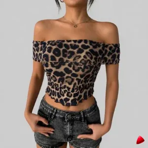 Top Léopard Travesti top léopard, image principale, conçue pour morphologie homme féminisé