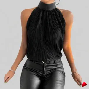 Top Halter Plissé Travesti top halter plissé, image principale, conçue pour morphologie homme féminisé