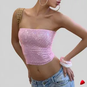 Top Sequins Travesti top sequins, image principale, conçue pour morphologie homme féminisé