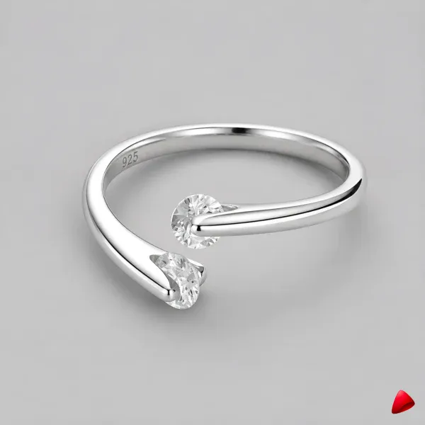 Bague Travesti Argent 925 Zircon AAAAA Ouverte Reglable - image principale