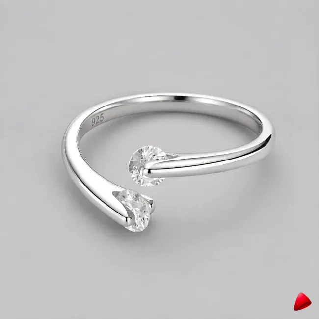 Bague Travesti Argent 925 Zircon AAAAA Ouverte Reglable - image principale