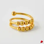 Bague Travesti Boules Or Spirale Reglable Acier - image principale