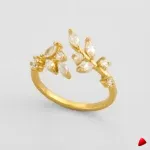 Bague Travesti Couronne Feuilles Marquise Zircon Or - image principale