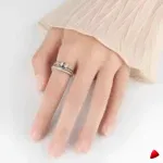 Bague Travesti Double Anneau Zircon Argent Reglable Acier - galerie