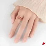 Bague Travesti Double Anneau Zircon Argent Reglable Acier - galerie