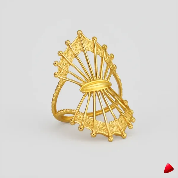 Bague Travesti Eventail Filaire Or Sculpte Acier - image principale