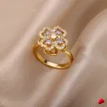 Bague Travesti Fleur Cocktail Pierre Violette Or - galerie