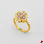 Bague Travesti Fleur Cocktail Pierre Violette Or - image principale