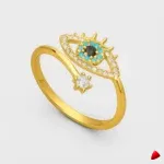 Bague Travesti Oeil Bleu Zircon Or Acier - image principale