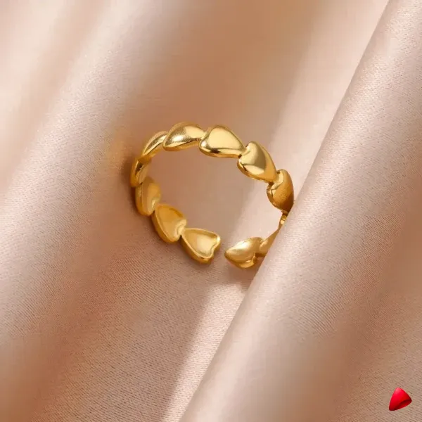Bague Travesti Petales Bombes Or Acier Reglable - galerie