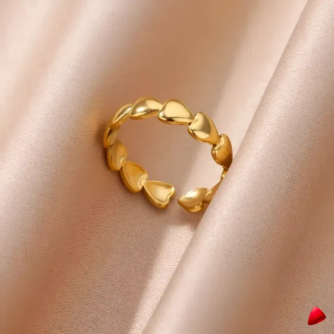 Bague Travesti Petales Bombes Or Acier Reglable - galerie