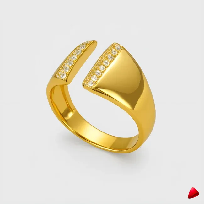 Bague Travesti Signet Pave Zircon Or Acier - image principale