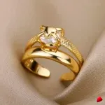 Bague Travesti Solitaire Zircon Or Acier Reglable - galerie