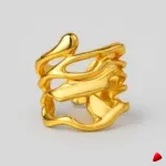 Bague Travesti Vague Liquide Or Sculpte Acier - image principale