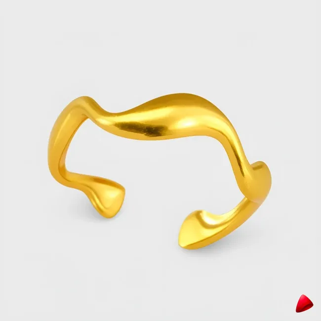 Bague Travesti Vague Organique Lisse Or Acier - image principale