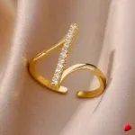 Bague Travesti Wishbone Pave Zircon Or Acier - galerie